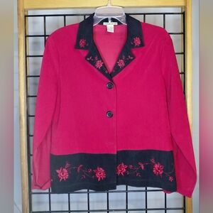 Women's Red Embroidered Jacket